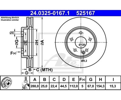 2 pcs brake disc PowerDisc ATE 24.0325-0167.1