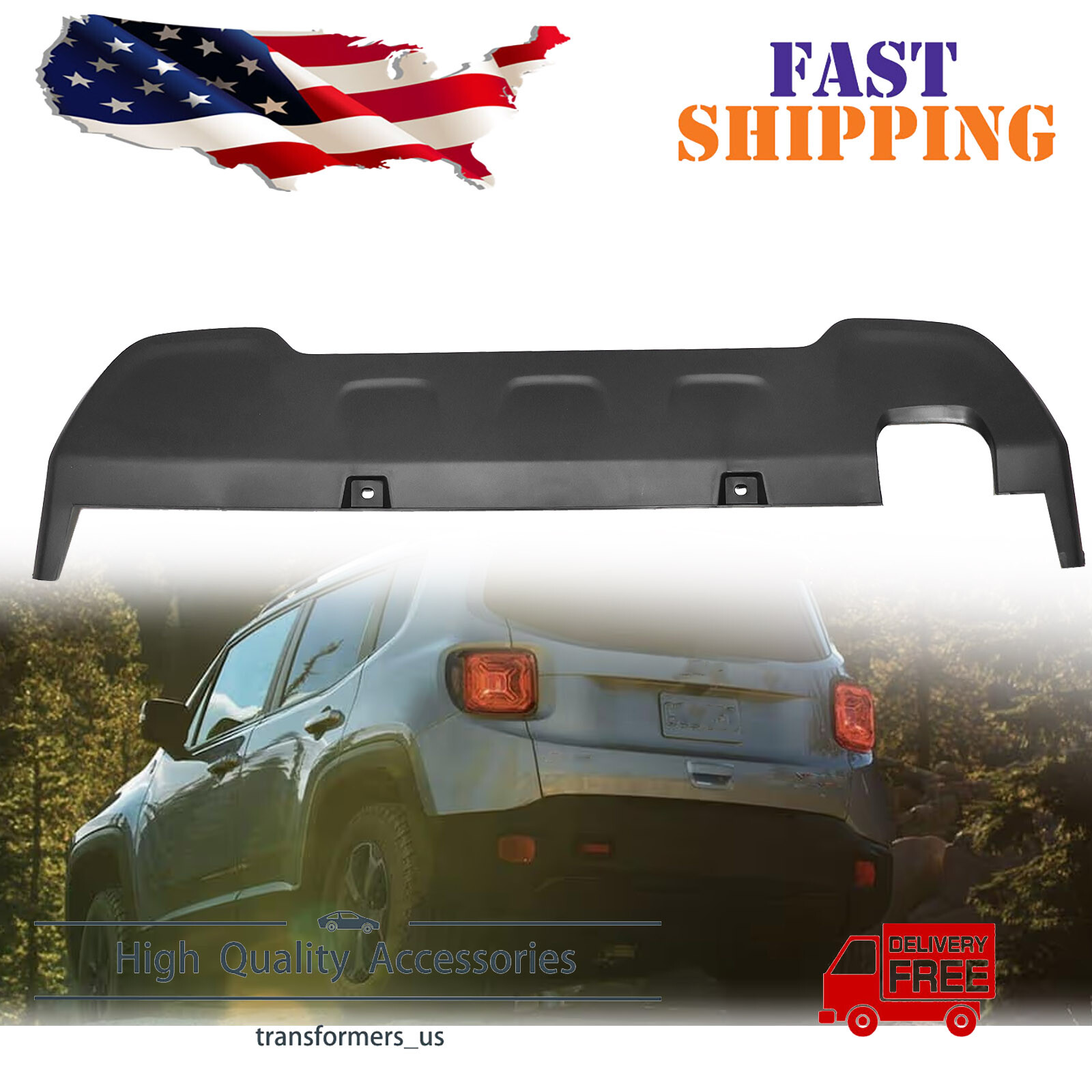Air Dam Deflector Lower Valance Apron Rear 5VX07XS9AA For Jeep Renegade 2015-19