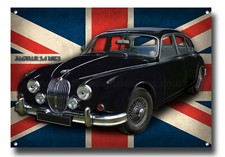 JAGUAR 2.4 MK2 ART BLECHSCHILD. 8" X 11".OLDTIMER ART. GARAGE - MANNSH&Ouml;HLE SCHILD.