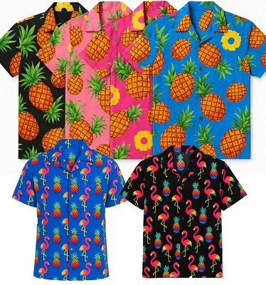 Herren Hawaiihemd Blumen Palme bedruckt Kurzarm Sommer Strand T-Shirt