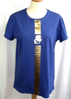 KARL LAGERFELD - T-SHIRT M. COURTES COTON BLEU & KARL DORE T M = 38 - Photo 1/3