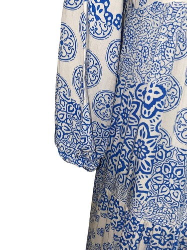 Zara Womens Blue & White Long-Sleeve Boho Maxi Dress Size S - Picture 6 of 9