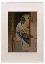 Telemaco Signorini Sketch for Straw Weavers at Settignano A3 A4 Framed Print Pi