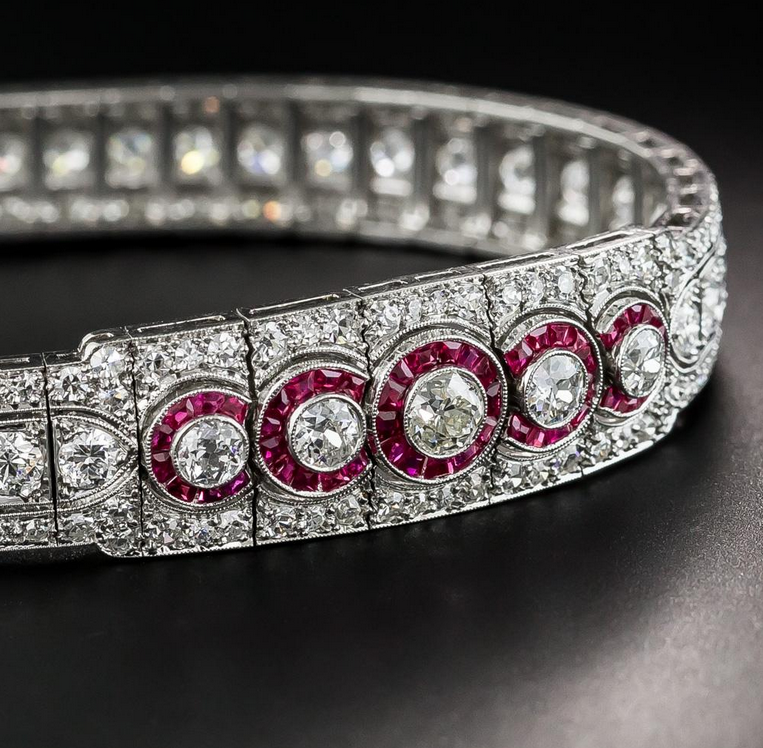 【Ruby】10点 Early Mid-Century Style Pink Ruby With White CZ 33.32TCW Wedding