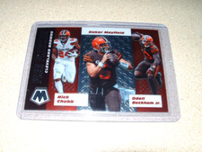 2020 MOSAIC FOOTBALL BAKER MAYFIELD, NICK CHUBB, BECKHAM JR FLEA FLICKER CARD