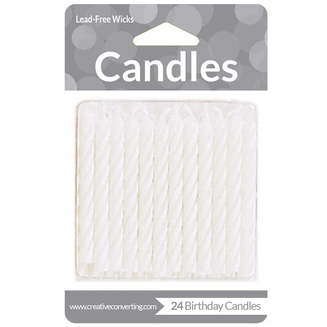 CREATIVE CONVERTING White Spiral Candles 24 Per Pack 2.5" Birthday Cake Candles Decorations