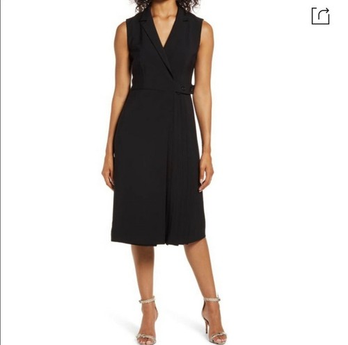 Maggy London Pleated Midi Shirt Dress 