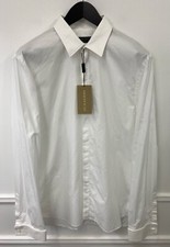 Men Burberry Formal Shirt White Cotton Made In Italy Size 43 17