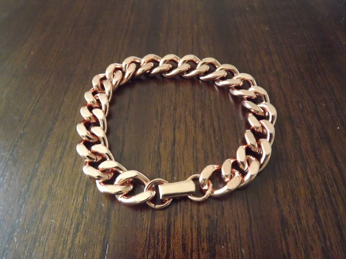 Pure Copper Cuban Chain Curb Link Biker Arthritis Heavy Bracelet