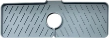 Silicone Kitchen Faucet Sink Splash Guard Drip Drain Catch Mat Grey 17. 7x6.3 In