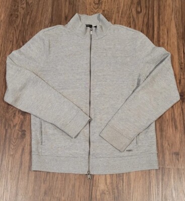 HUGO BOSS Men's Zip-Up Grey Cotton Jacket /Cardigan/Sweatshirt