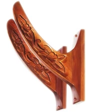 Set Hand Carved Hawaiian Flower Motif Stand Up SUP Surfboard Wall Display Racks