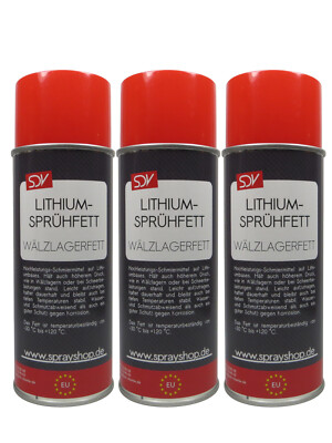 LITHIUM SPRÜHFETT 3x 400ml Wälzlagerfett Schmierfett Fettspray Lithiumfett