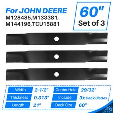 FOR JOHN DEERE MOWER BLADES 60" CUT #M128485 #TCU15881 737 757 777 Z930M Z925M