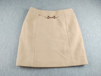 H&M Skirt Mini Womens Size 2 Beige Stretch Lined Half Zip Brand New NWT