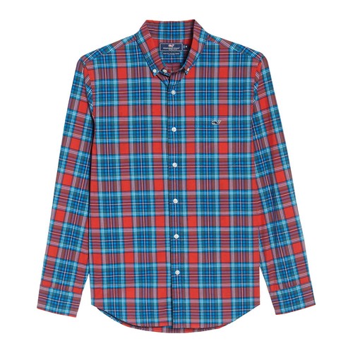 Vineyard Vines Tucker Mens Walker Button Down Shirt (Small, Tomato Check) $90