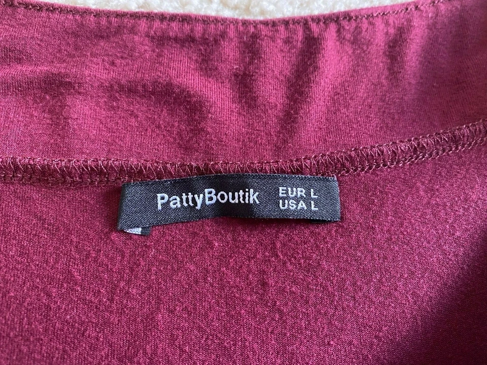 Top grande Pattyboutik ajustado manga larga azul para mujer rojo/marrón BONITO Foto 4 de 4