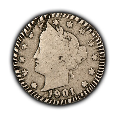 Love Token - Carved Poker Chip 1901 5c Liberty Head V Nickel Host Coin - Z5151