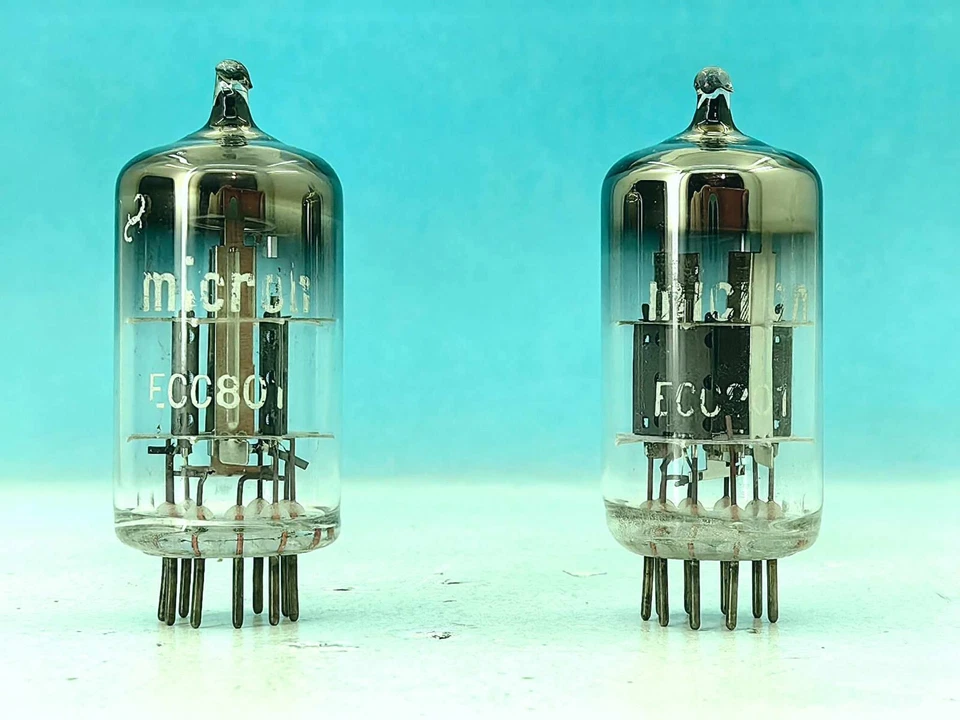 2 x ECC801 MICRON MATCHED PAIR E81CC 12AT7 ECC801S 管 — 第 2/3 张图片