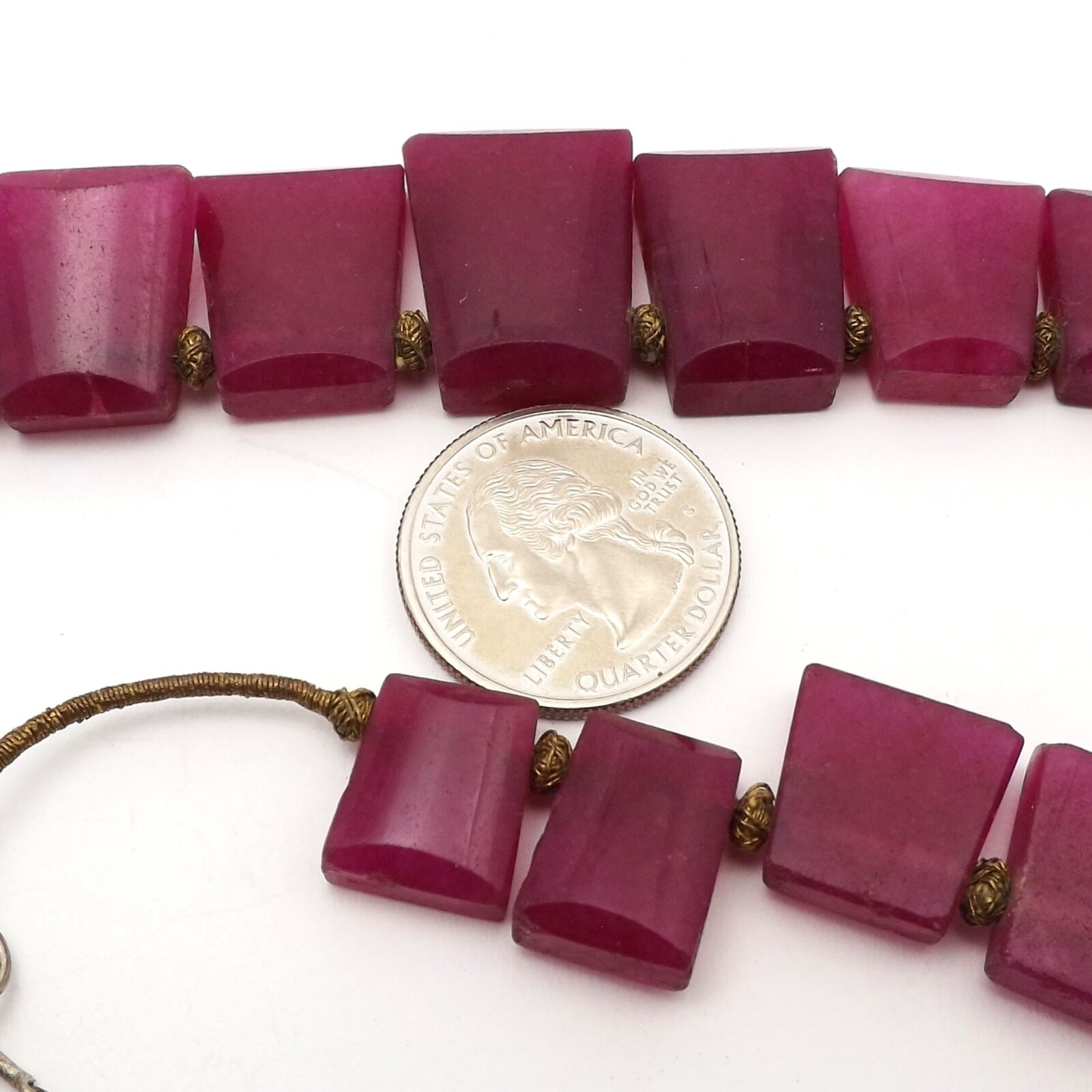 Silver Toggle Strung Indian Ruby Graduated Neckla… - image 3