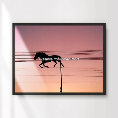 Pferd Reiter Silhouette Sonnenuntergang Himmel Kunstdruck Poster Warm Spaß Dumm Bild