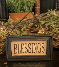 Farmhouse Primitive Blessings Ornament With Hanger