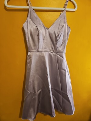 Vesper Satin Cami Skater Mimi Dress In Dusky Lilac