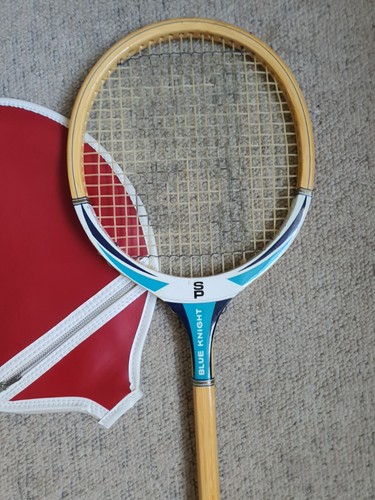 Blue Knight Wooden Squash Racket includes cover Vintage - Picture 4 of 5