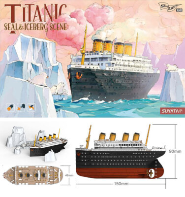 Suyata Titanic Q Ship (L: 150mm, H: 90mm, W: 48mm) w/Seal & Iceberg Scene
