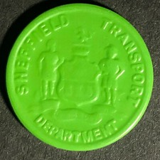Sheffield Transport England Plastic Token Green 2D 22mm c50 s-60 s