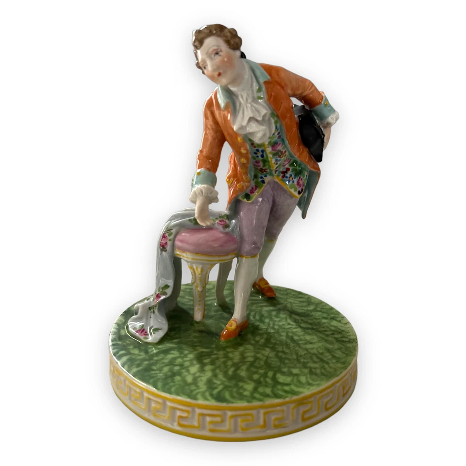 Figura de porcelana de Dresde caballero 1902 Carl Thieme marca antigua Foto 4 de 4