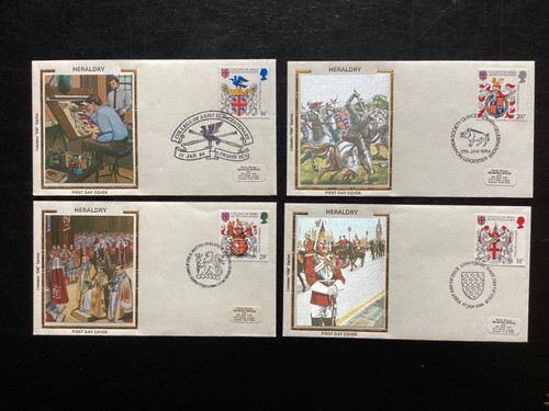 GB 1984 Heraldry FDC set of 4, Colorano Silk, different special FDI pmks(GB2392)