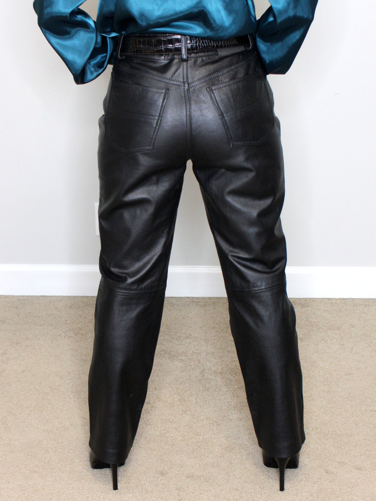 Womens Leather Pants Suit Jacket Black 4/M Tommy Hilfiger Vintage 90s Y2K Rare image 10