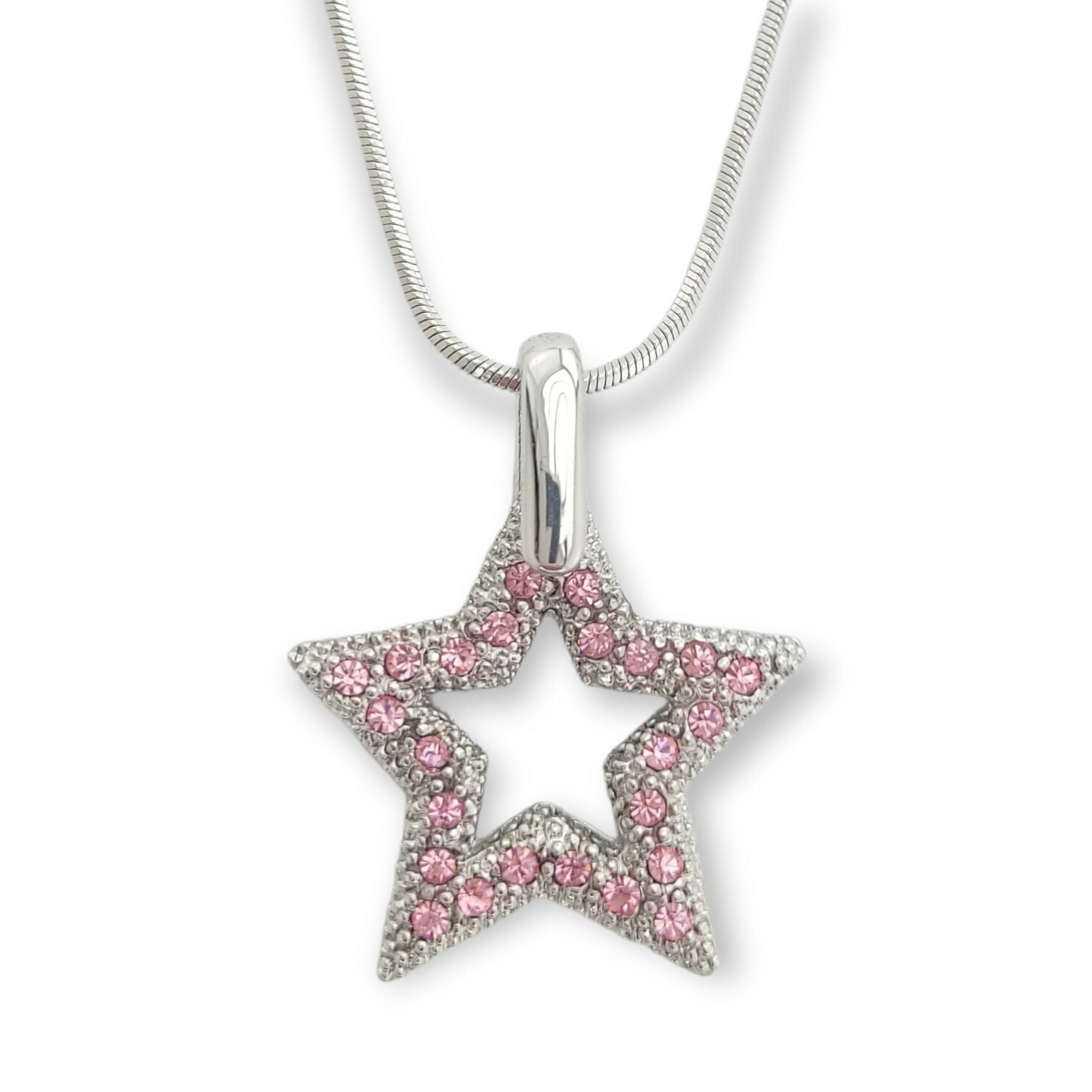 Swarovski Crystal Pink Dazzling Star Pendant Necklace