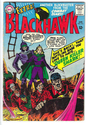 Blackhawk vol1 #216 (DC 1966)  vs Killer Shark - Queen Killer Shark - Dillin cvr
