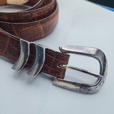 onyx by brighton belt Mens 42 Brown Leather USA Crocodile Print 19407