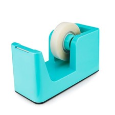 ABEL SimpleWork Desktop Tape Dispenser, Aqua, 1 in Core, Non-Skid Weighted Ba...