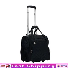 Wheeled Underseat Carry On Bag Softside Travel Luggage 6 Pockets 2 Wheels Black