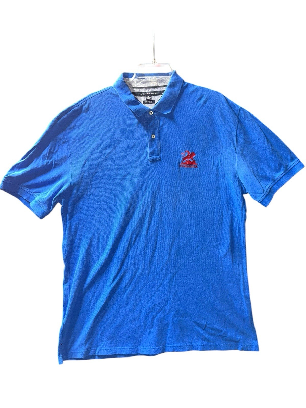 RARE Tommy Hilfiger CHIMERA Crest Polo XXL Custom Fit Beige 100percent Cotton