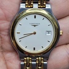 Vintage Longines Classic Two Tone Quartz Mens Watch L7.647.3 White Dial 33mm.