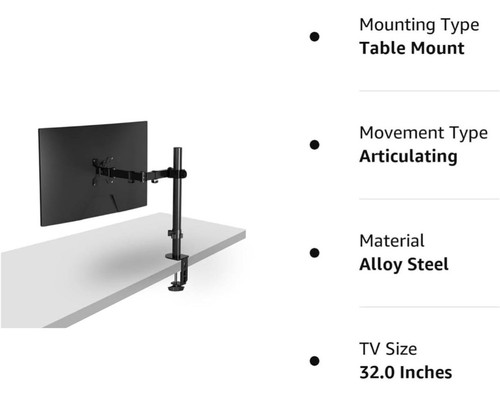 Pholiten Bras de Moniteur Simple, Support de Bureau Moni Moni à Moniteur Simple pour la plupart 13-32 Pouces - Photo 8/8