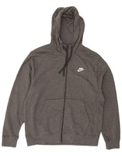 NIKE Mens Zip Hoodie Sweater Medium Grey Flecked Cotton DU08