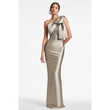 Sachin Babi Bonnie One ShoulderMikado Column Gown Pewter Sz 6 NWT 895
