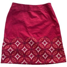 Vintage Talbots Orange Red Embroidered Skirt Fits Small Medium Preppy Secretary