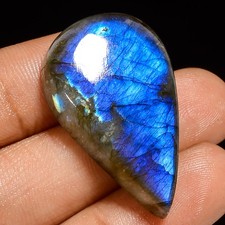 Authentic Labradorite Pear Shape Cabochon Loose Gemstone 45.5 Ct. 33X20X8 mm