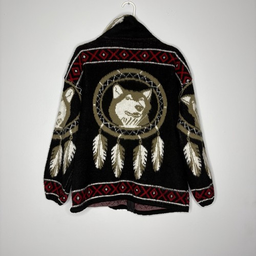 Vintage Native American Jacket Mens XL Fleece Native Pride Dream Catcher 90s - Picture 2 of 4