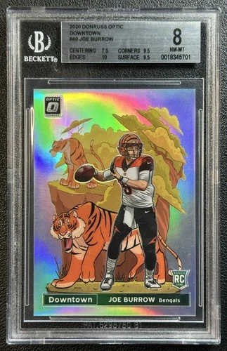 JOE BURROW BGS 8 2020 PANINI DONRUSS OPTIC #DT-40 ROOKIE DOWNTOWN SSP RC 5701