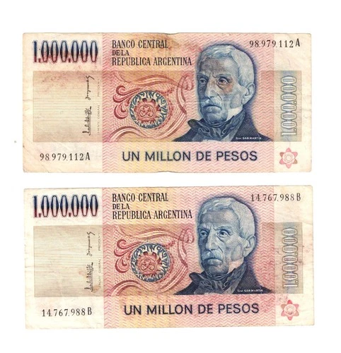 Argentina 1,000,000 - 1 Million Pesos 1981-83 P-310 Suffix A&B 2 Notes