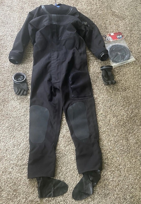 Typhoon “Police” Drysuit With Glove Rings, Beautiful, Size ML #1669 Scuba Diving