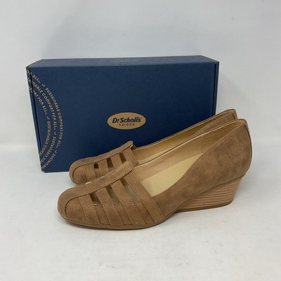 Dr Scholl's Wedge Be Free Faux Suede Sand Comfort Arch Support Women's Size 9.5M